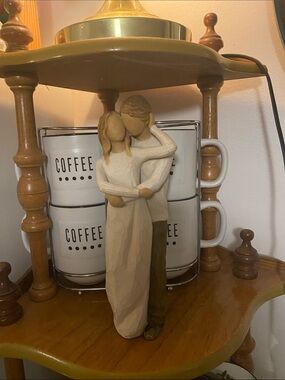 Willow Tree Embracing Couple Figurine - Ivory and Brown